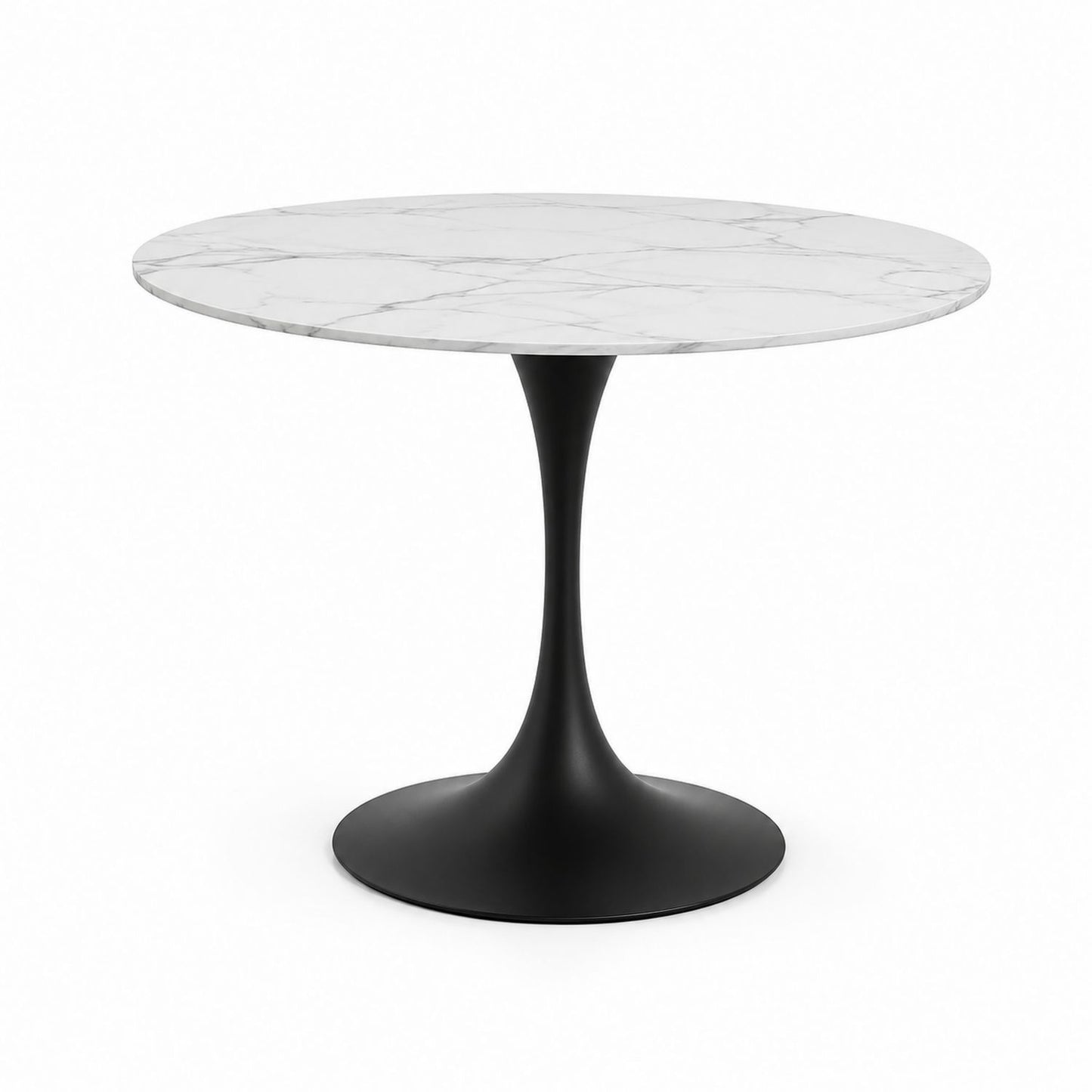 Okrągły stół z blatem z marmuru i metalową nogą 120 cm