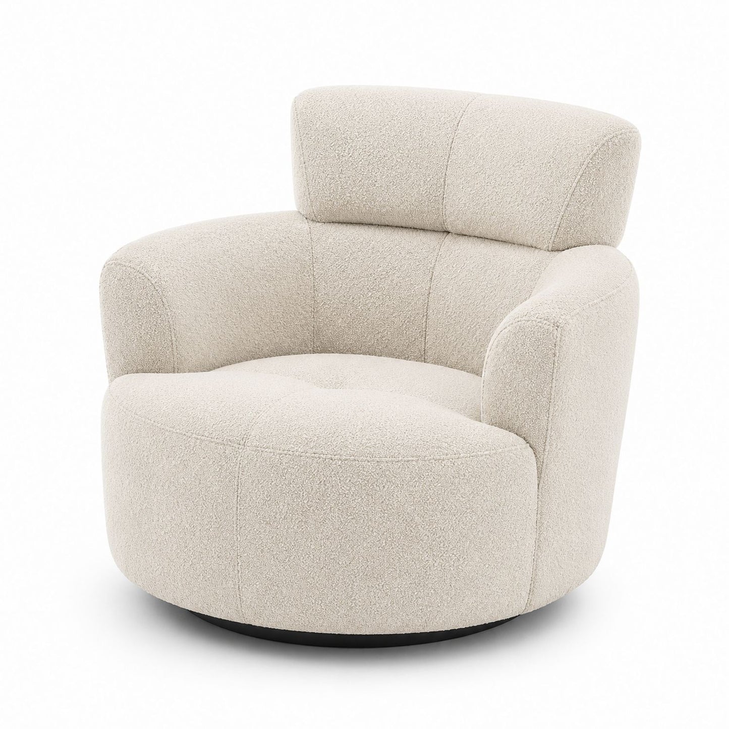 Fotel obrotowy tapicerowany Bouclé Kremowy 85x85x75 cm