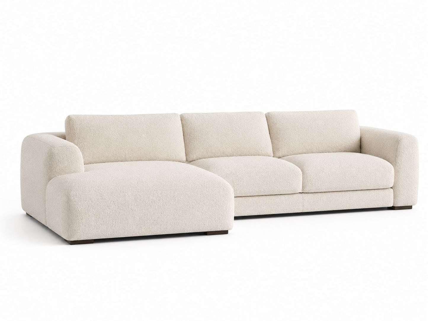 Sofa narożna z poliestru z piankowym wypełnieniem, beżowa