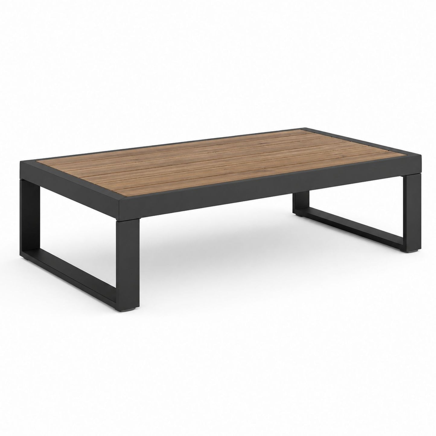 Stolik kawowy z drewna teak i aluminium czarny 120x60 cm