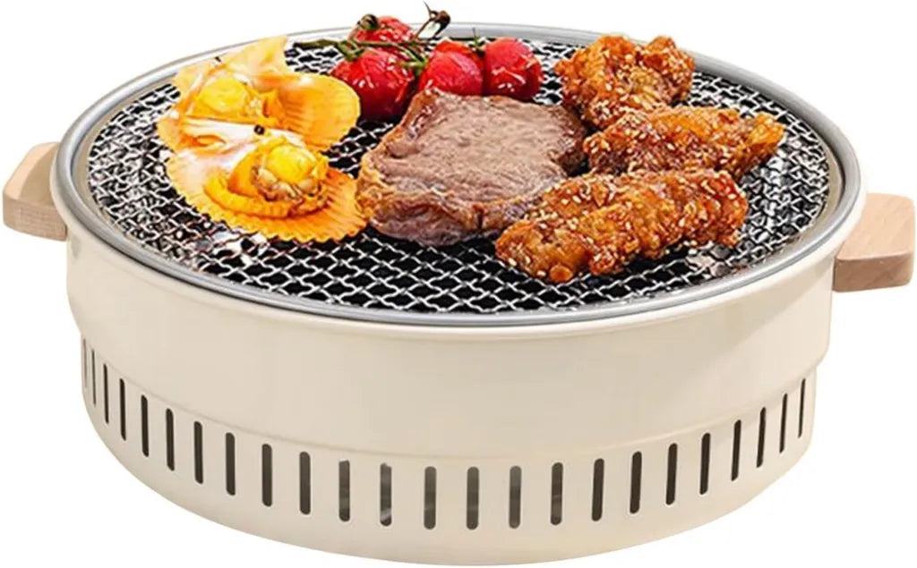 Kompaktowy grill węglowy z powłoką nieprzywierającą, idealny na biwak i imprezy plenerowe