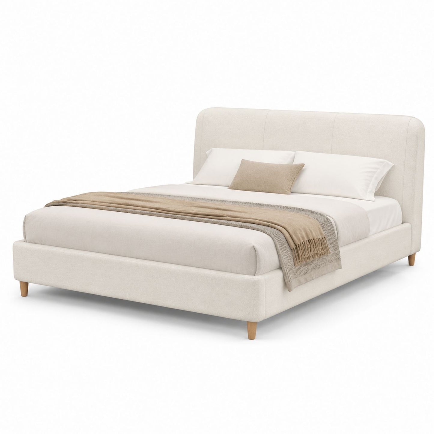 Łóżko tapicerowane tkanina beżowe 200x160 cm