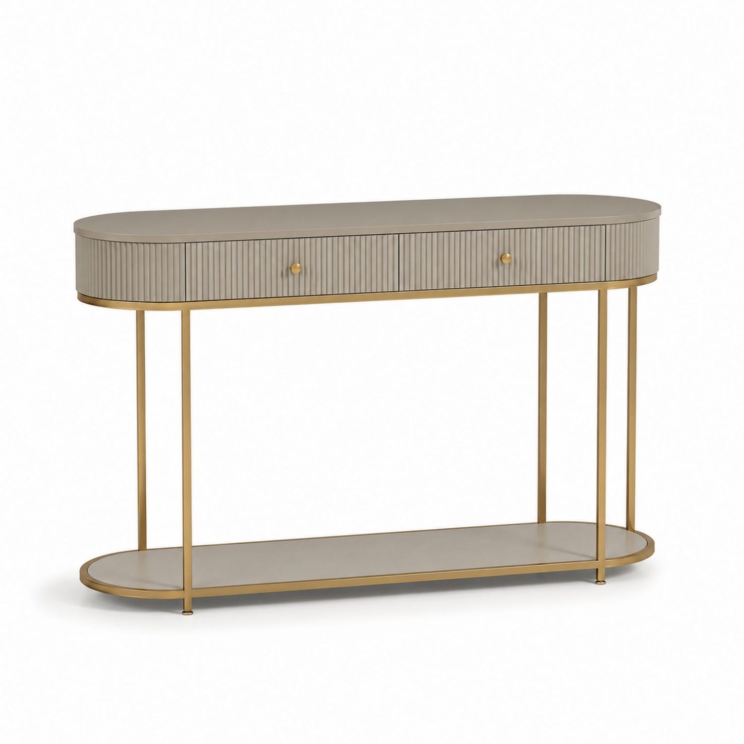 Konsola Metalowa z Półką 120 cm Szary i Złoty