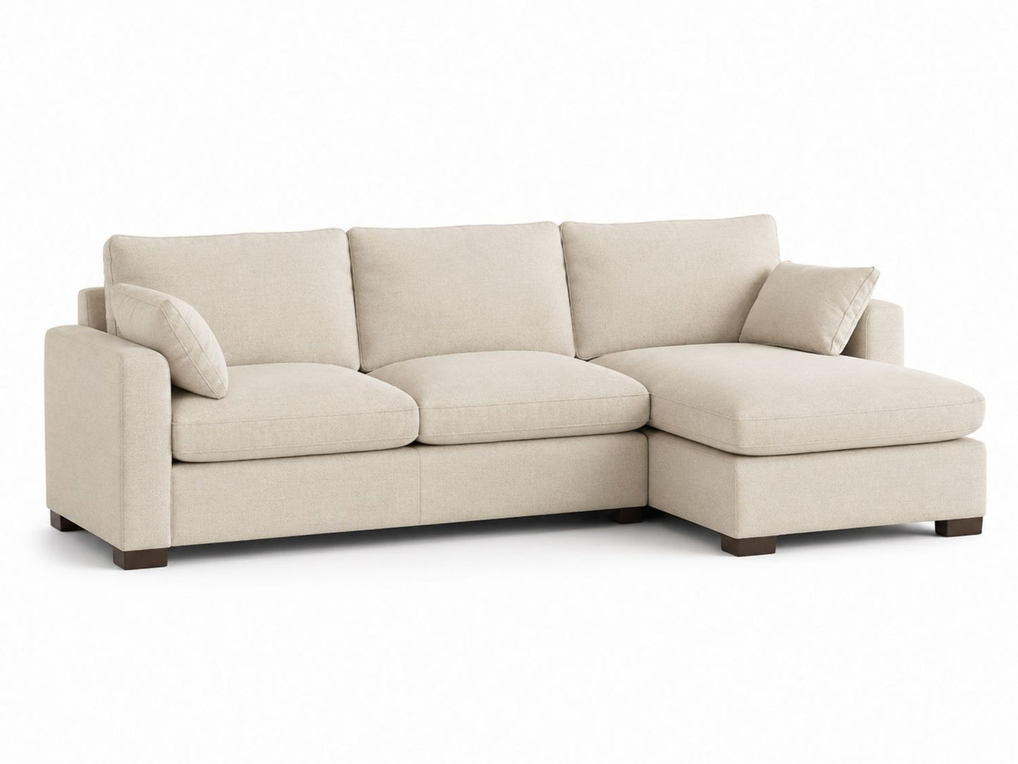 Sofa narożna z tkaniny poliestrowej beżowa 260x160 cm