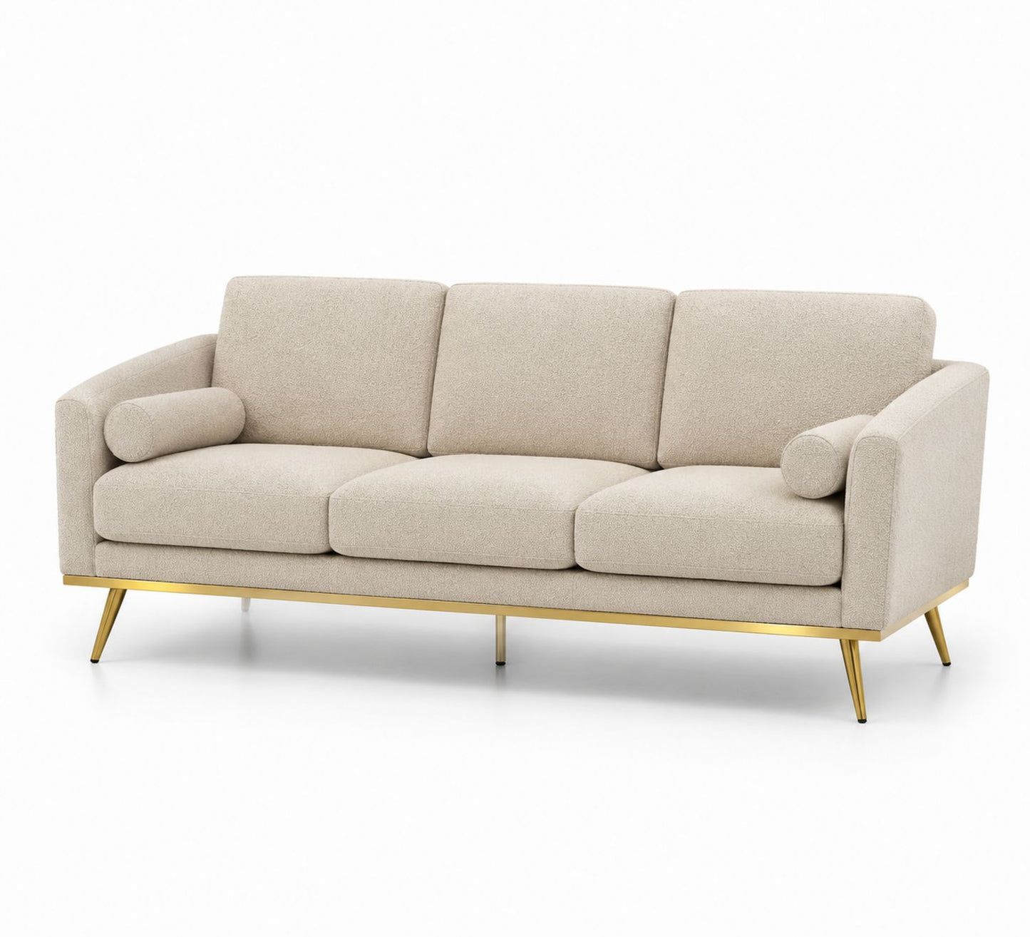 Sofa 3-osobowa z materiału i metalowymi nogami