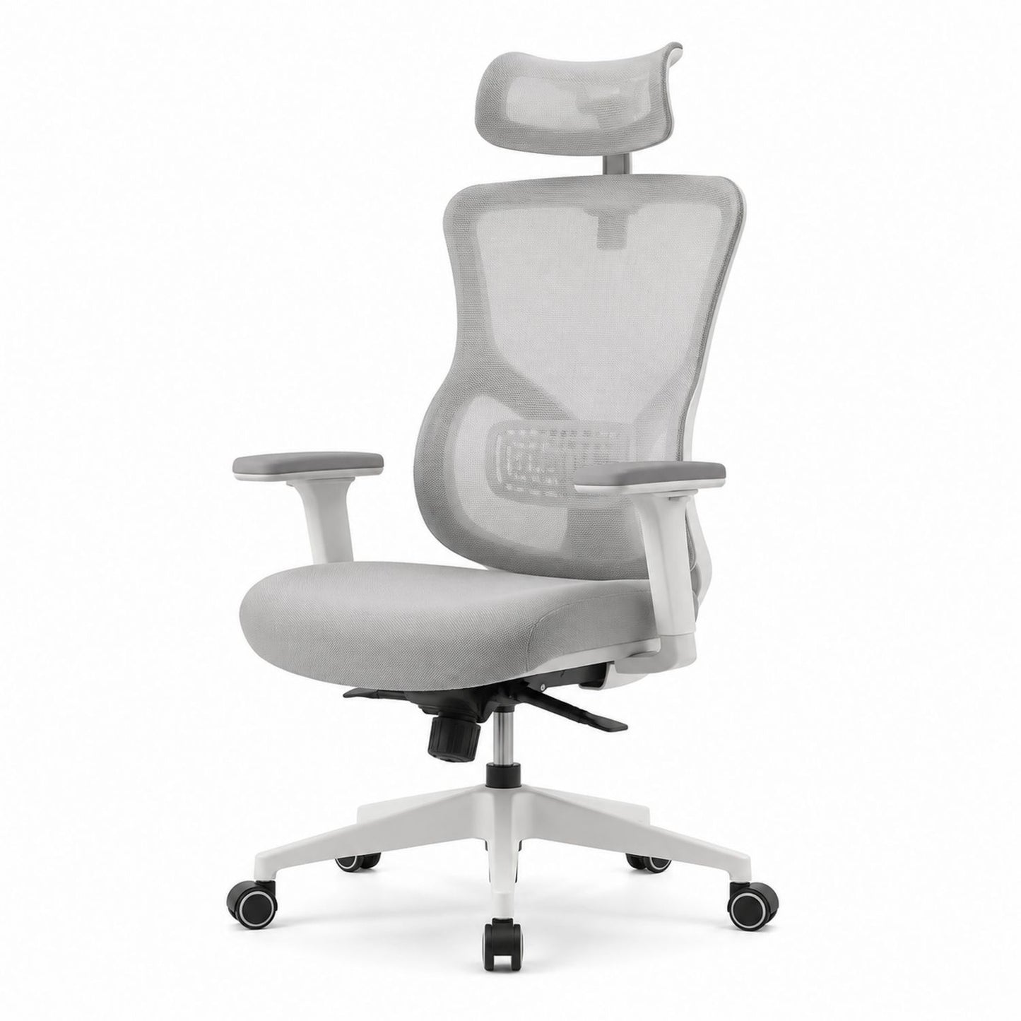 Ergonomiczne krzesło biurowe z siatki z regulacją szare