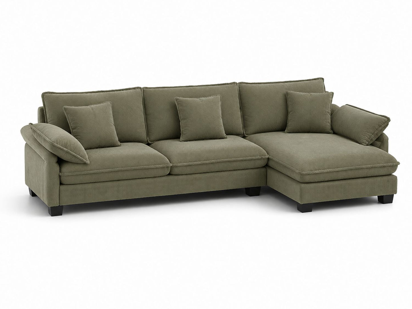 Sofa narożna z zielonego sztruksu 280x160 cm
