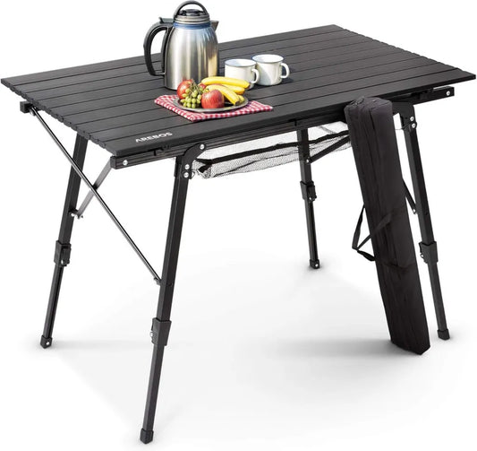 Arebos Składany stół kempingowy 120x70 cm, regulacja wysokości 58-78 cm, z torbą, idealny na grill i piknik