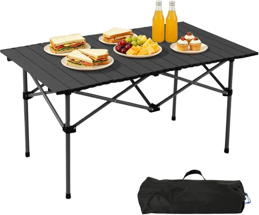 Przenośny stół turystyczny z torbą, lekki stelaż stalowy, 95x56 cm, składany, idealny na grill i piknik