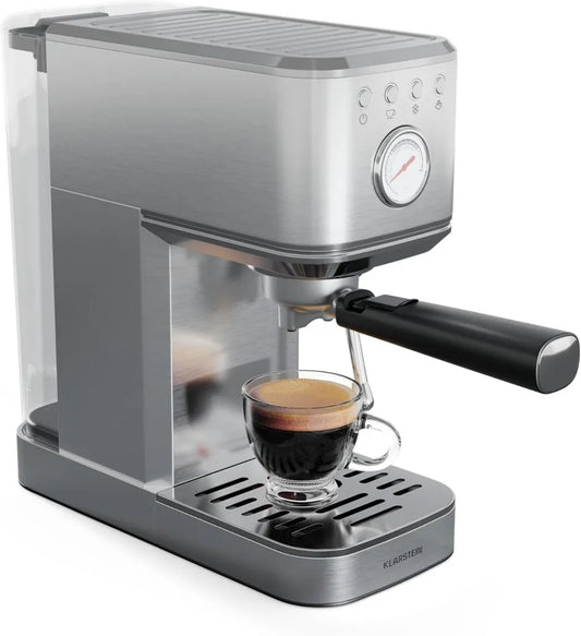 Klarstein SteelPresso Slim Ekspres do Kawy 20 Bar 1350W, Stal Nierdzewna, 1.2L, Dysza Pary