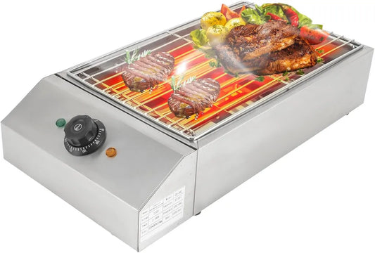 Elektryczny grill 2600 W z powłoką antyadhezyjną, regulowany termostat, stal nierdzewna, dla 5-10 osób