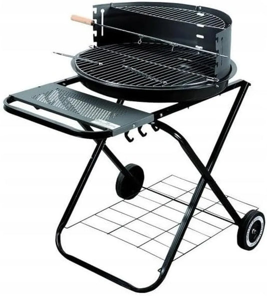 Przenośny grill węglowy Ø52 cm, składany z kółkami, idealny do ogrodu