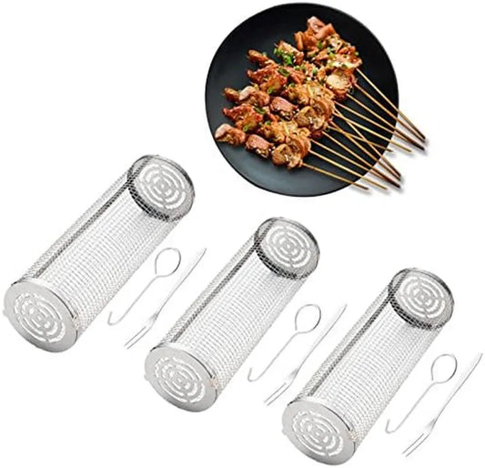 Kosz do grillowania na kółkach z siatkowej stali nierdzewnej 304, idealny do warzyw, frytek i ryb, 31 cm