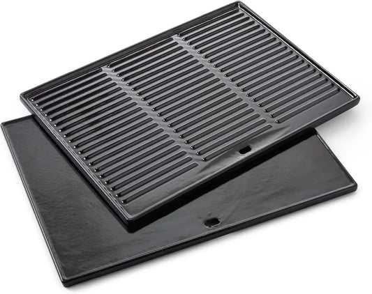 Uniwersalna żeliwna płyta grillowa barbecook, 2-stronna, do grilli gazowych, 43x35 cm, czarna