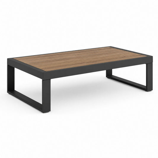 Stolik kawowy z drewna teak i aluminium czarny 120x60 cm