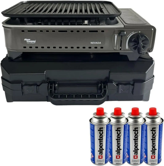 Przenośny grill gazowy ALPEN 1780 W z zestawem butanowym i walizką