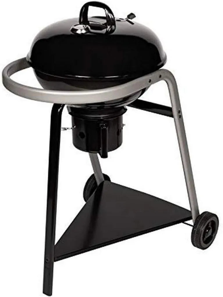 Grill węglowy z emaliowaną pokrywą stalową na mobilnym wózku, 60.5 cm x 98 cm
