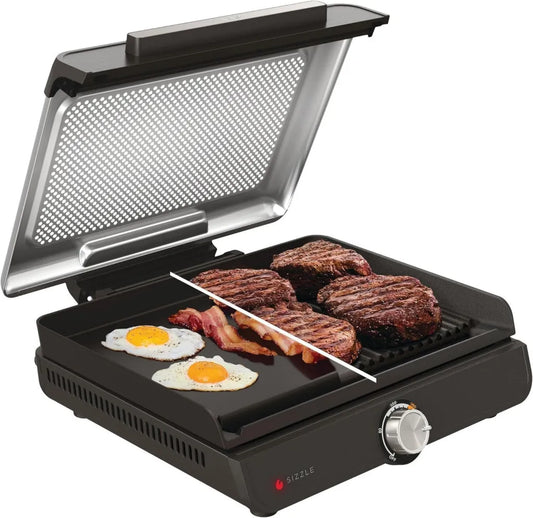 Grill elektryczny Ninja Sizzle 1460W, niskie dymienie, nieprzywierająca powierzchnia, zdejmowana pokrywa, zmywarka