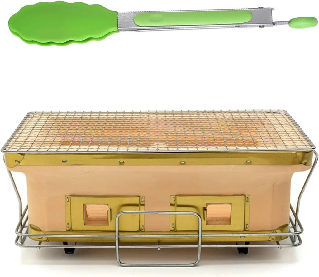 Prostokątny grill ceramiczny do yakitori z gliny, idealny na kemping i do domu