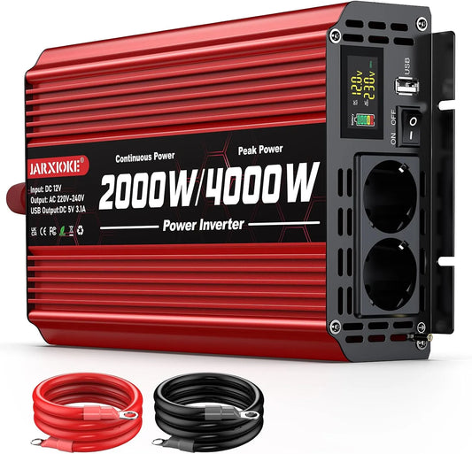 Przetwornica DC-AC i konwerter napięcia, 2000 W, 12 V, z wyświetlaczem cyfrowym, 230 V