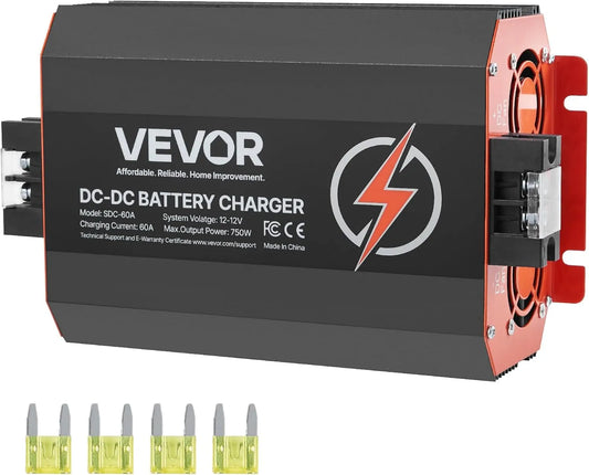 VEVOR Inteligentna ładowarka akumulatorowa i ładowarka podtrzymująca, 750 W, 12V, 60A, na kemping i do kampera