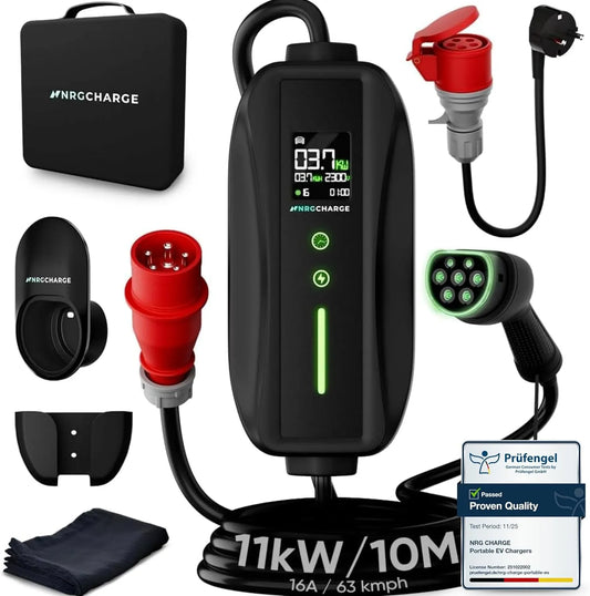 Kabel ładowania Typ 2 do samochodu elektrycznego i przewód EV Mode 3, 11 kW, szybkie ładowanie, 16 A, 7 m, do pojazdu i zasilania mobilnego