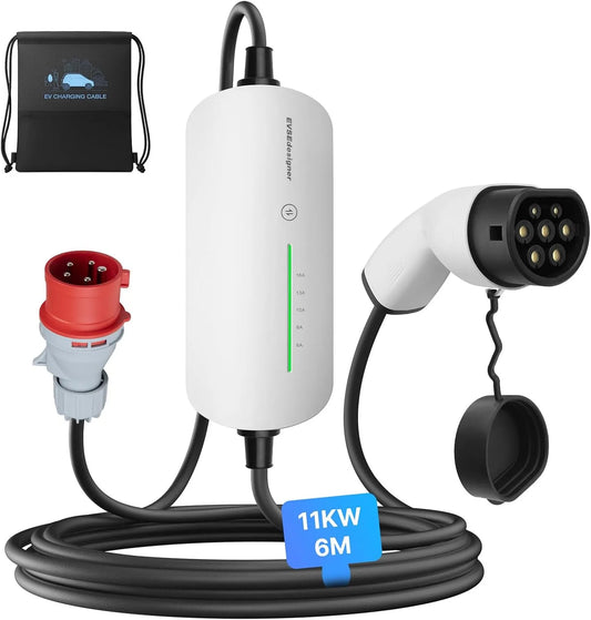 Stacja ładowania samochodu elektrycznego i mobilna ładowarka EV, trójfazowy, 11kW, 16A