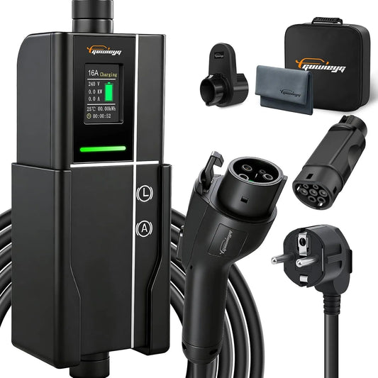 Adapter ładowania EV i adapter złącza ładowania, 3,5 kW, 5 m, 16A, Typ 2, wtyczka Schuko, do pojazdu i zasilania mobilnego