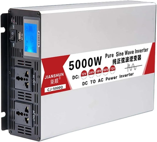 Przetwornica DC-AC i konwerter napięcia, 5000W, 12V, z wyświetlaczem cyfrowym, 24V, 48V