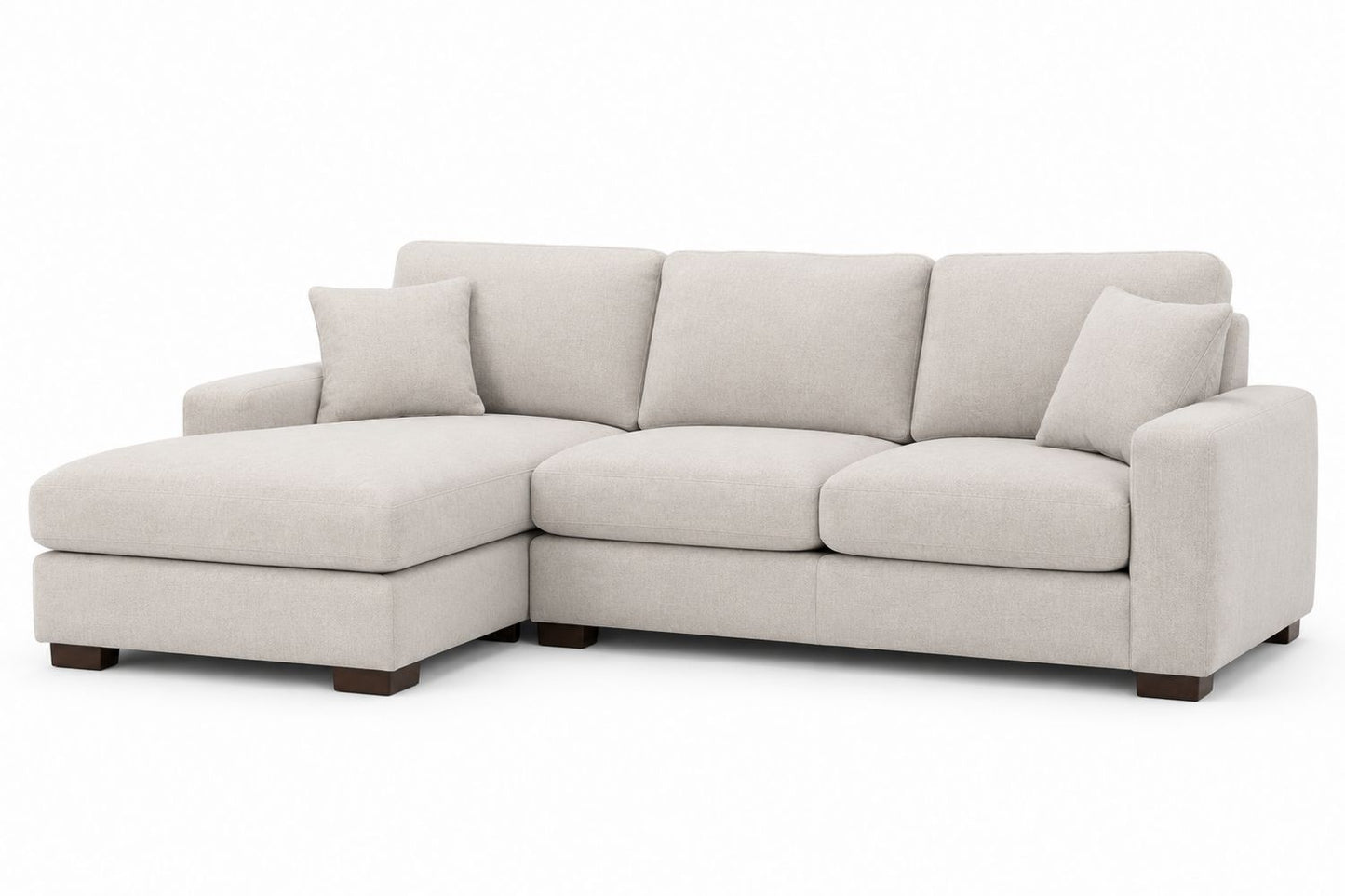 Sofa narożna z bawełnianą tapicerką w kolorze Beżowym
