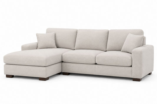 Sofa narożna z bawełnianą tapicerką w kolorze Beżowym