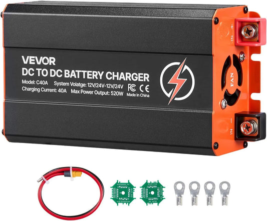 VEVOR LiFePO4 Inteligentna ładowarka akumulatorowa i ładowarka podtrzymująca, 520 W, 12 V, 24 V, 40 A
