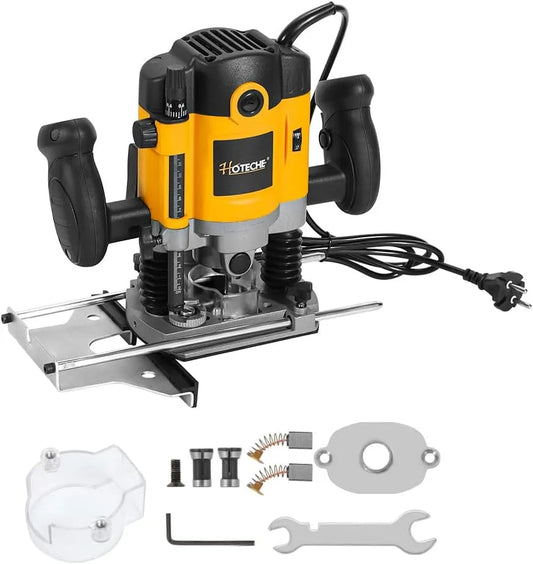 Hoteche Frezarka górnowrzecionowa 1200 W frezarka do drewna, VDE, z zaciskami, z drewna, z aluminium, 6 mm, 30 mm, do obróbki drewna