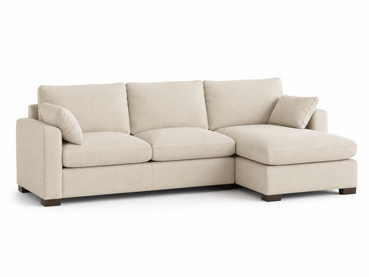 Sofa narożna z tkaniny poliestrowej beżowa 260x160 cm