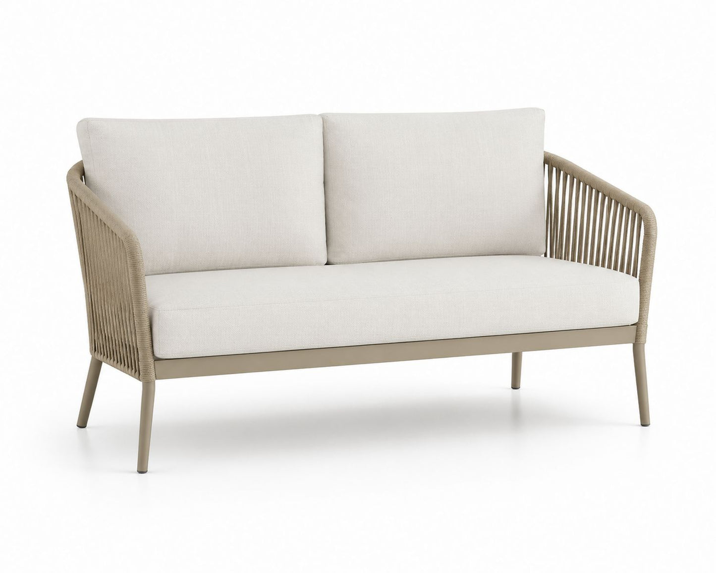 Sofa ogrodowa aluminiowa z poduszkami, beżowa, 150 cm