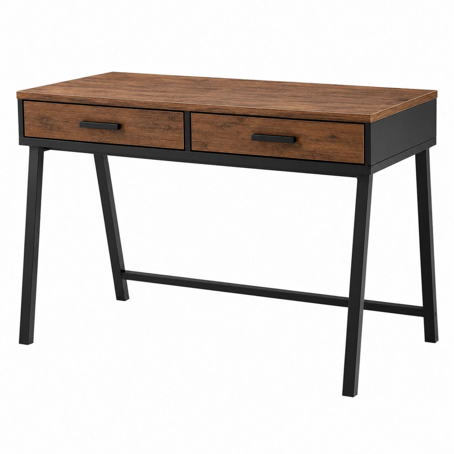 Biurko drewniane z metalową ramą, brązowo-czarne, 120cm