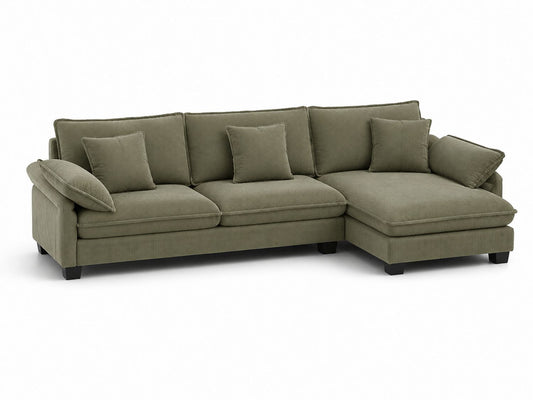 Sofa narożna z zielonego sztruksu 280x160 cm